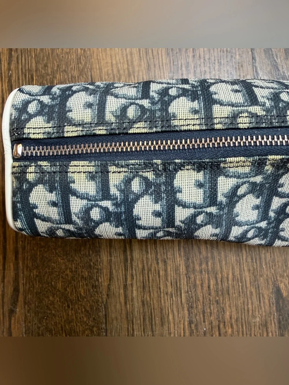 Vintage Christian Dior Trotter No.2 Navy Blue Pouch Bag Zip Wrist Strap